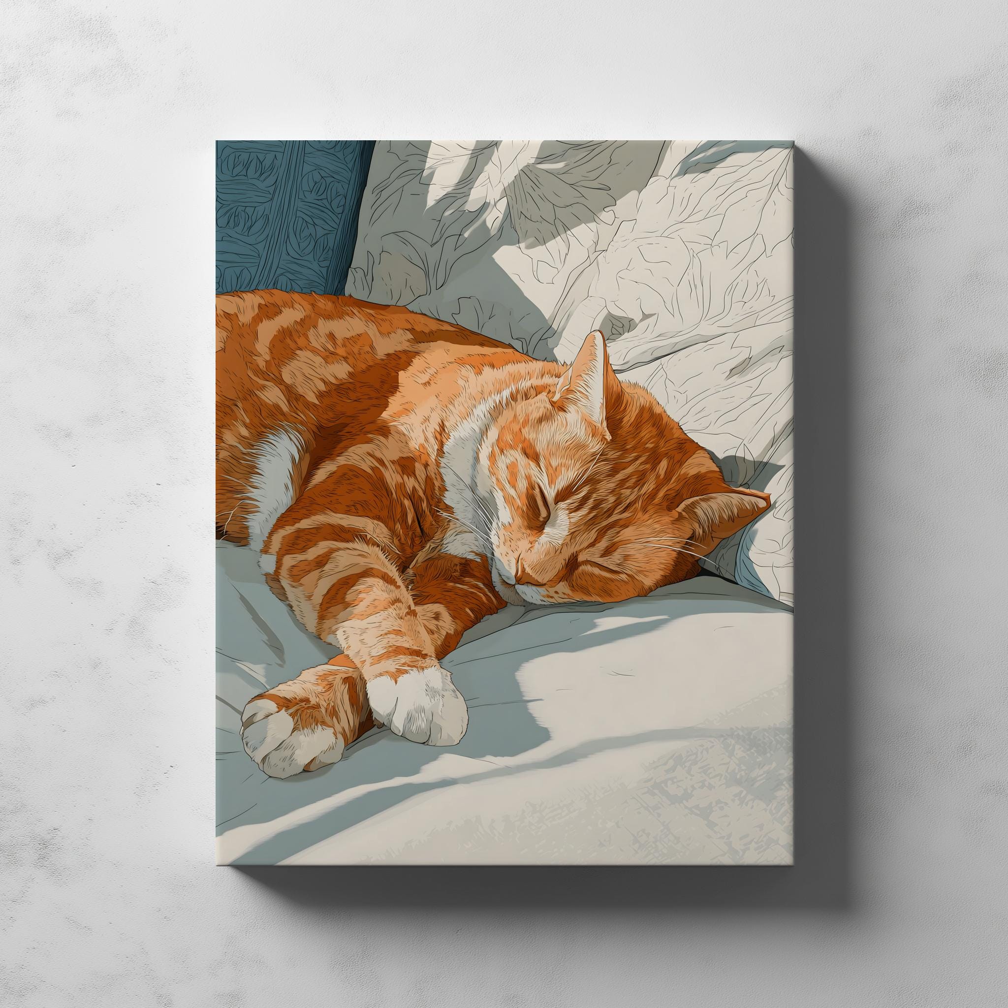 オレンジと白の猫のアート - ジンジャー | コーヒーのウォールアート