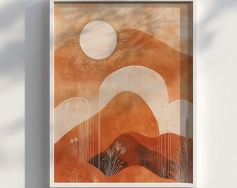 Terracotta Desert Landscape Frame Tv Art, | Digital Download | Printable Wall Art | Digital Download Wall Art Print