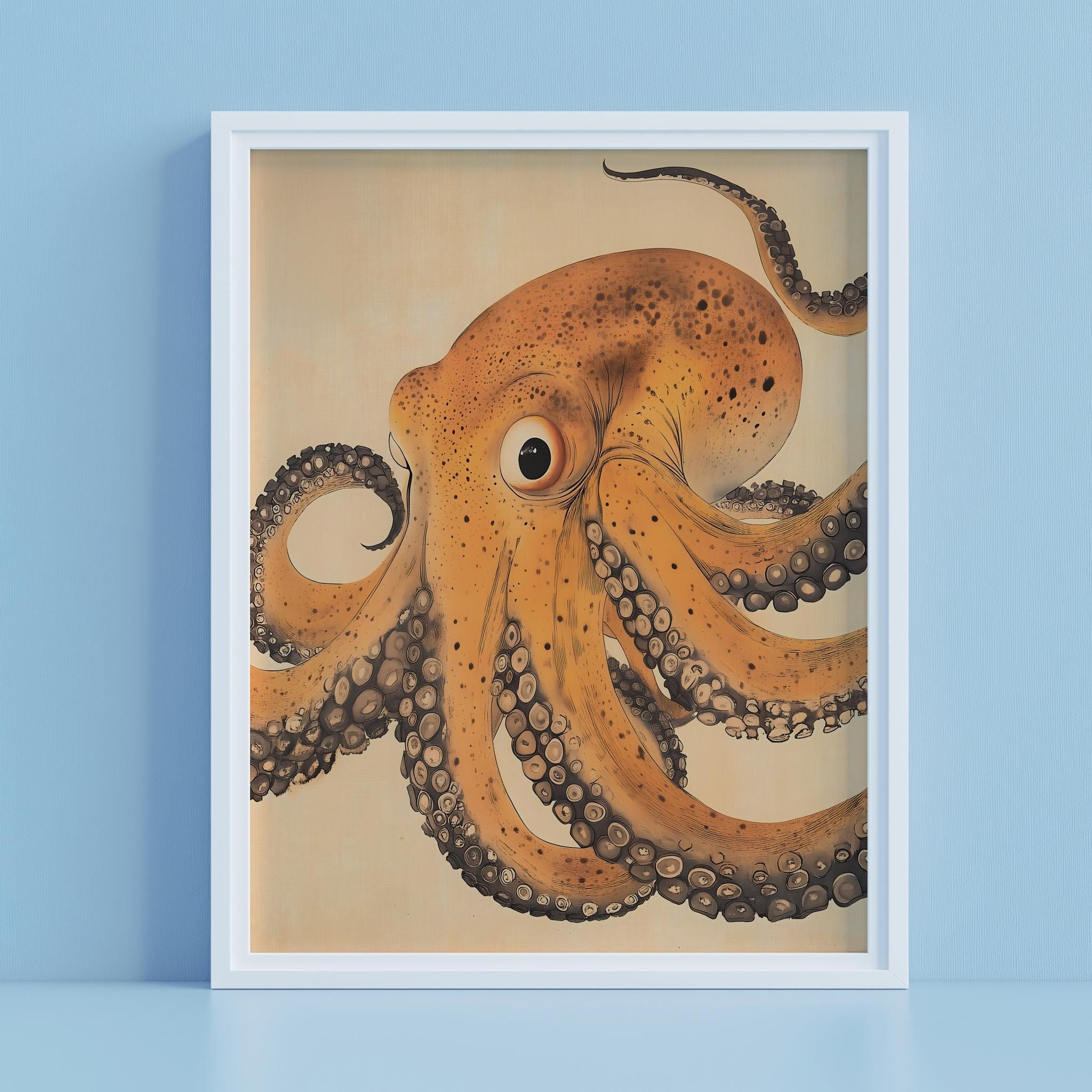 浮世絵のタコ 日本の海洋風 風変わりなバスルーム | デジタル