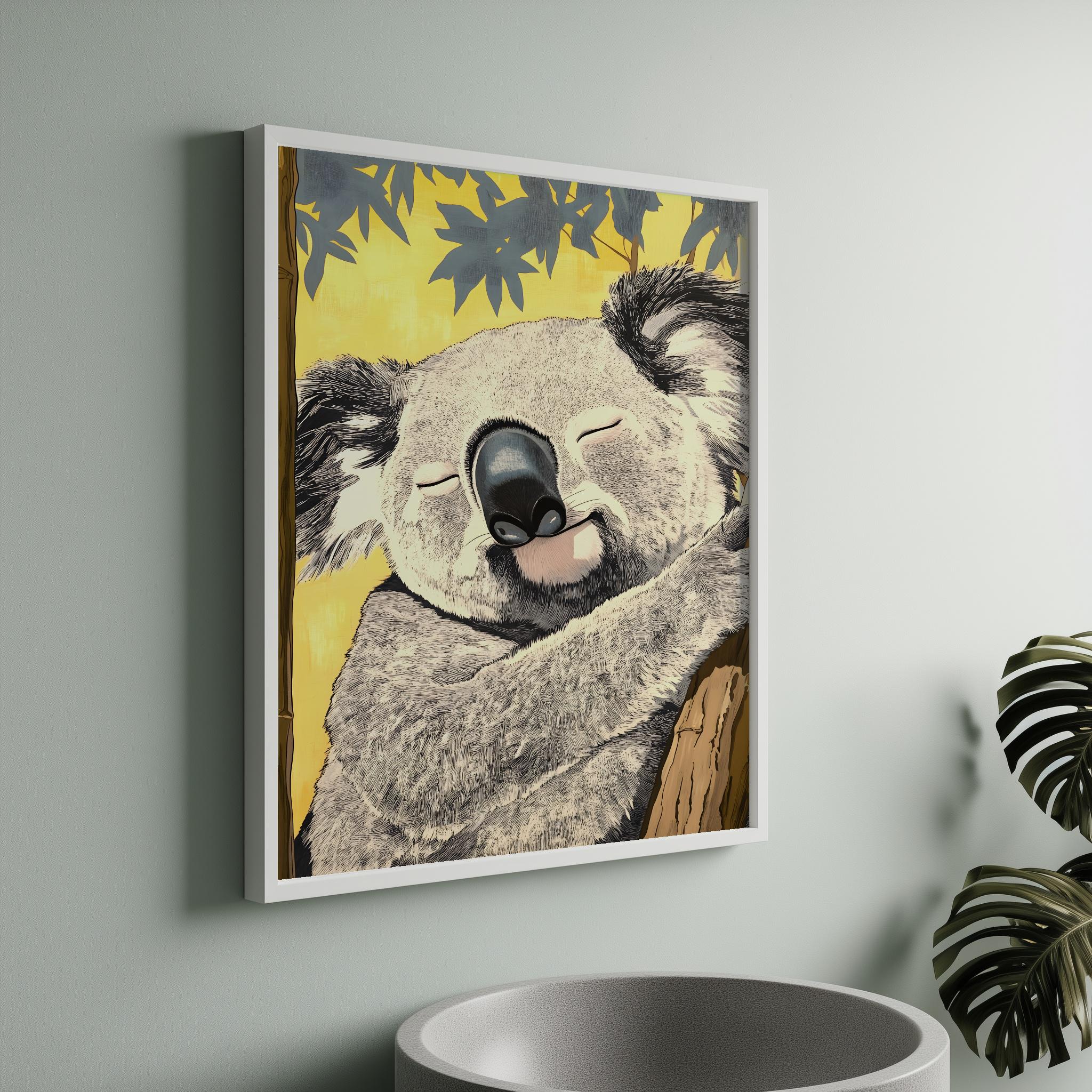 浮世絵風コアラの肖像画｜日本の水墨画木版画動物アート｜トレンディな