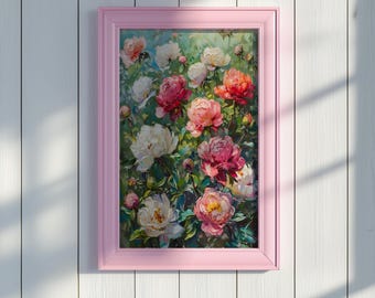 Peony Garden Digital Art: Elegant Floral | Digital Download Art | Instant Download Art | Digital Download Wall Art Print
