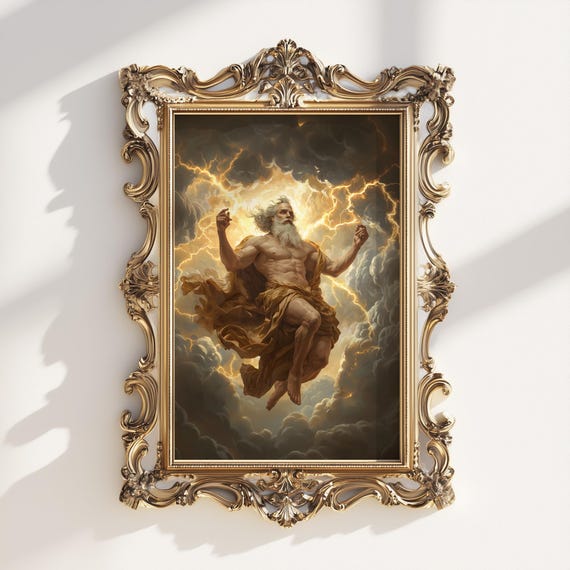 Baroque Zeus Portrait: Regal Greek God Digital Art (digital