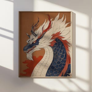Ukiyo-e Style Mythical Kirin Portrait - Japanese Ink Art of Majestic Kirin, Legendary Creature Wall Art, Fantasy Art for Home