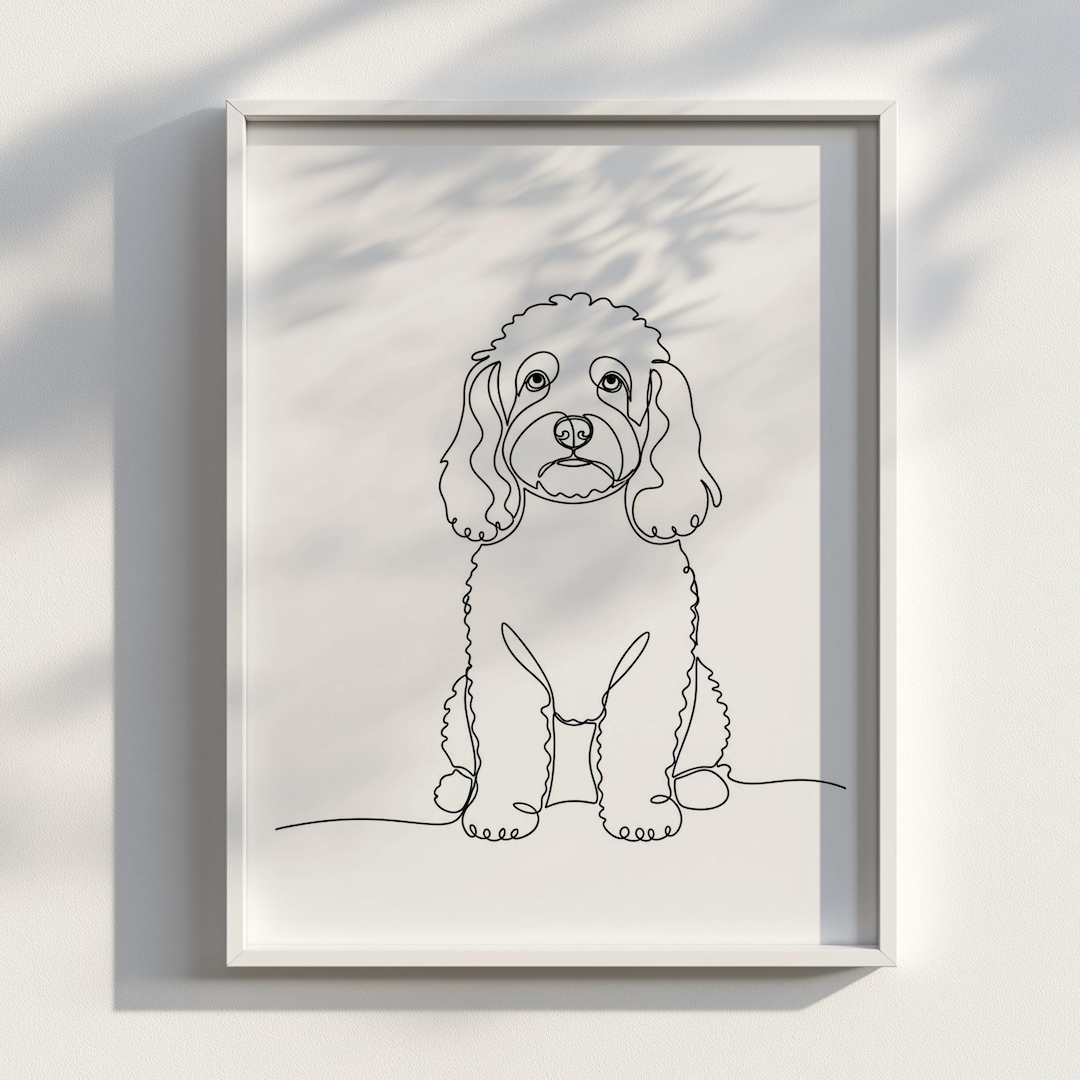 Cockapoo Time Line Cockapoo Line Art | Minimalist Dog Line Art | Digital Download Wall Art ...