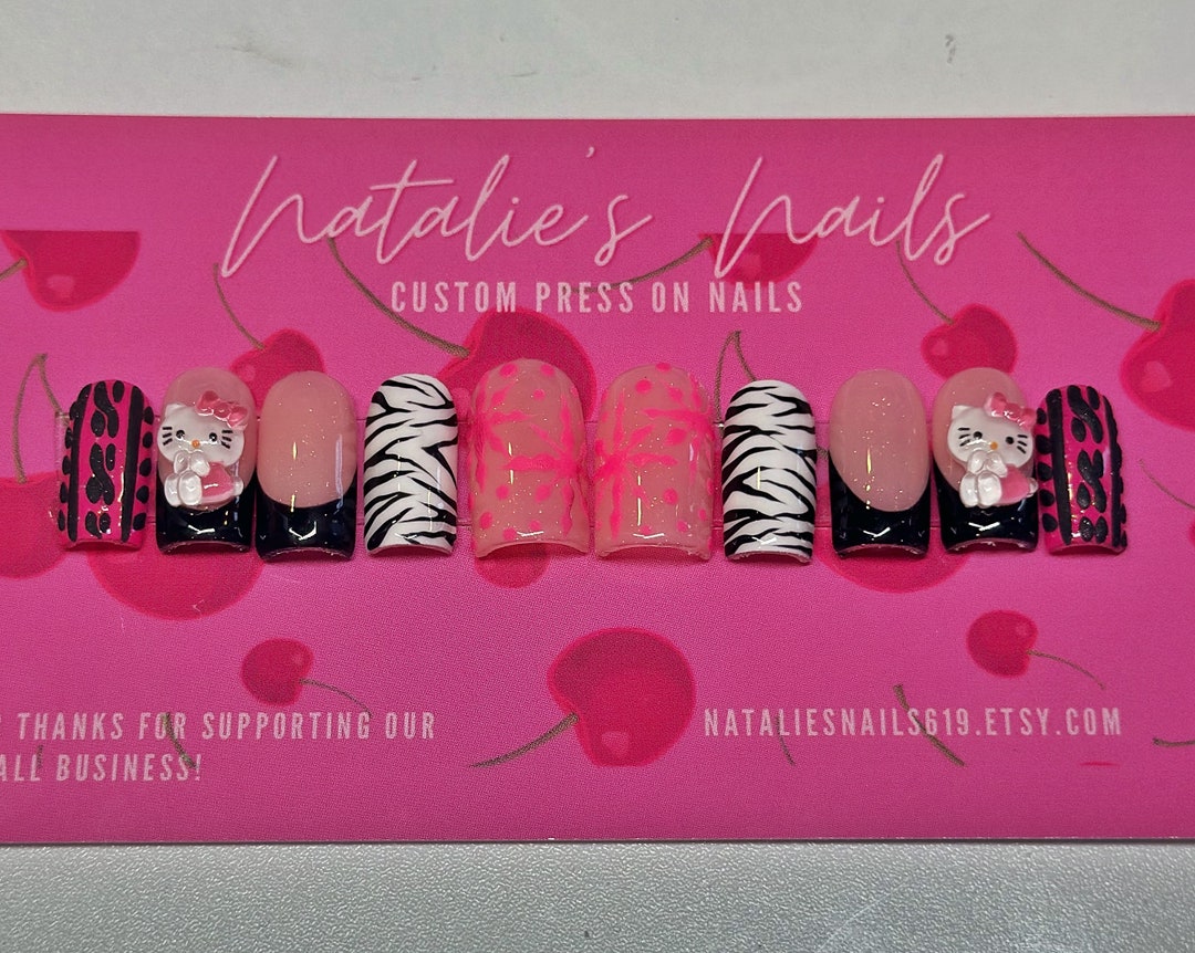 Press on Nails French Nails Winter Hello Kitty Christmas Etsy