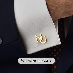 Custom Cufflinks for Groomsmen Gifts and Wedding Gift for Him, Best Man Gift, Anniversary Gift for Husband in a Groom Gift Box, Gold Plated