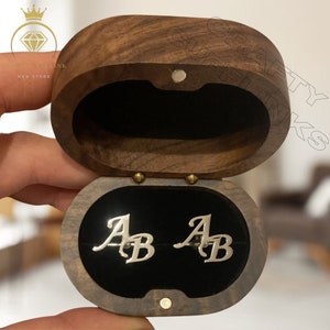 Boutons de manchette personnalisés, boutons de manchette initiaux, proposition de palefreniers, boutons de manchette personnalisés avec lettre, cadeaux de palefreniers, cadeau pour lui / cadeau de mariage. image 1