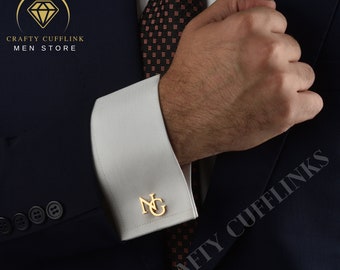 Custom Groomsmen Gifts, Groomsmen Proposal, Gold Plated Initial Cufflinks, Wedding Gift, Cuff Links for Groom, Father, Best Man Proposal