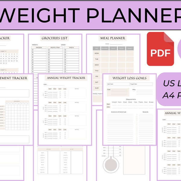 Diet Organizer Sheet Etsy