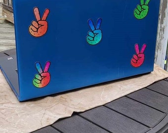 Sticker, vrede, vredestekenstickers, vredevingersstickers, vredestickers, vinylstickers