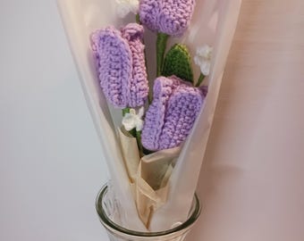 Ramo de tulipanes de crochet