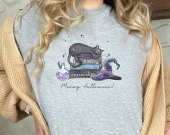 Cat Halloween shirt, Black Cat Shirt, Meowy Halloween Shirt, Halloween Cat Shirt, Gift for Cat Lover, Gift for Cat Mom