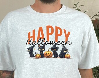 Happy Halloween Black Cat Shirt, Halloween Cats, Cute Halloween Kittens, Cat Mom, Cat Dad, Cat Lady