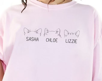 Personalized Cat Ears Shirt, Custom Cat Shirt, Cat Lovers, Cat People, New Cat Owner, Pet Lover Tshirt