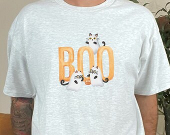 Ghost Cat Halloween Shirt, Halloween Cat Costume Shirt, Boo Kittens, Cat Mom Halloween , Cat Dad, Cat Lady