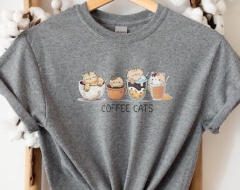 Cats and Coffee Shirt, Gift for Cat Lovers and Coffee Lovers,