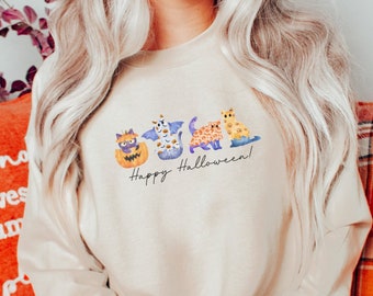 Halloween Cat Shirt, Cat Sweatshirt, Ghost Shirt, Halloween Shirt, Halloween Cat Shirt, Cat Lover Shirt, Black Cat Shirt, Spooky Season