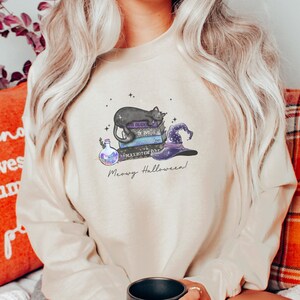 Cat Halloween Sweatshirt, Black Cat Shirt, Halloween Sweater, Halloween Cat Shirt, Cat Lover Shirt, Black Cat Sweatshirt, Witch, Spells