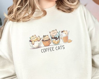 Cat Lover Sweatshirt, Coffee Lover, Cat Person, Gift for Cat Person, Cat Lady Gift, Coffee, Gift, Gift for Coffee Person, Cat Mom