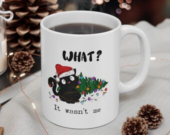 Black Cat Mug, Christmas Cat Mug, Cat Dad Mug, Cat Mom Mug, Funny Cat, Cat Lady, Christmas Gift, Cat Lover, Black Cat Coffee Mug