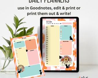 Editable Daily Planner, One Page Planner, Downloadable Planner, Hourly Planner, GoodNotes, Printable Planner