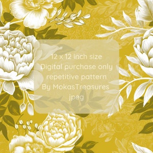 Vintage inspired digital pattern of flowers [Yellow and white.]