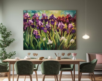 Purple Iris Flower Painting: Floral Home Decor (Digital Download)