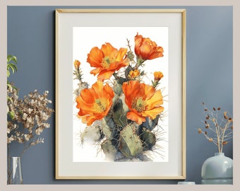 Southwest Home Decor - Arizona Cactus Wall Decor - Cactus Digital Flower Print - Instant Digital Download Print