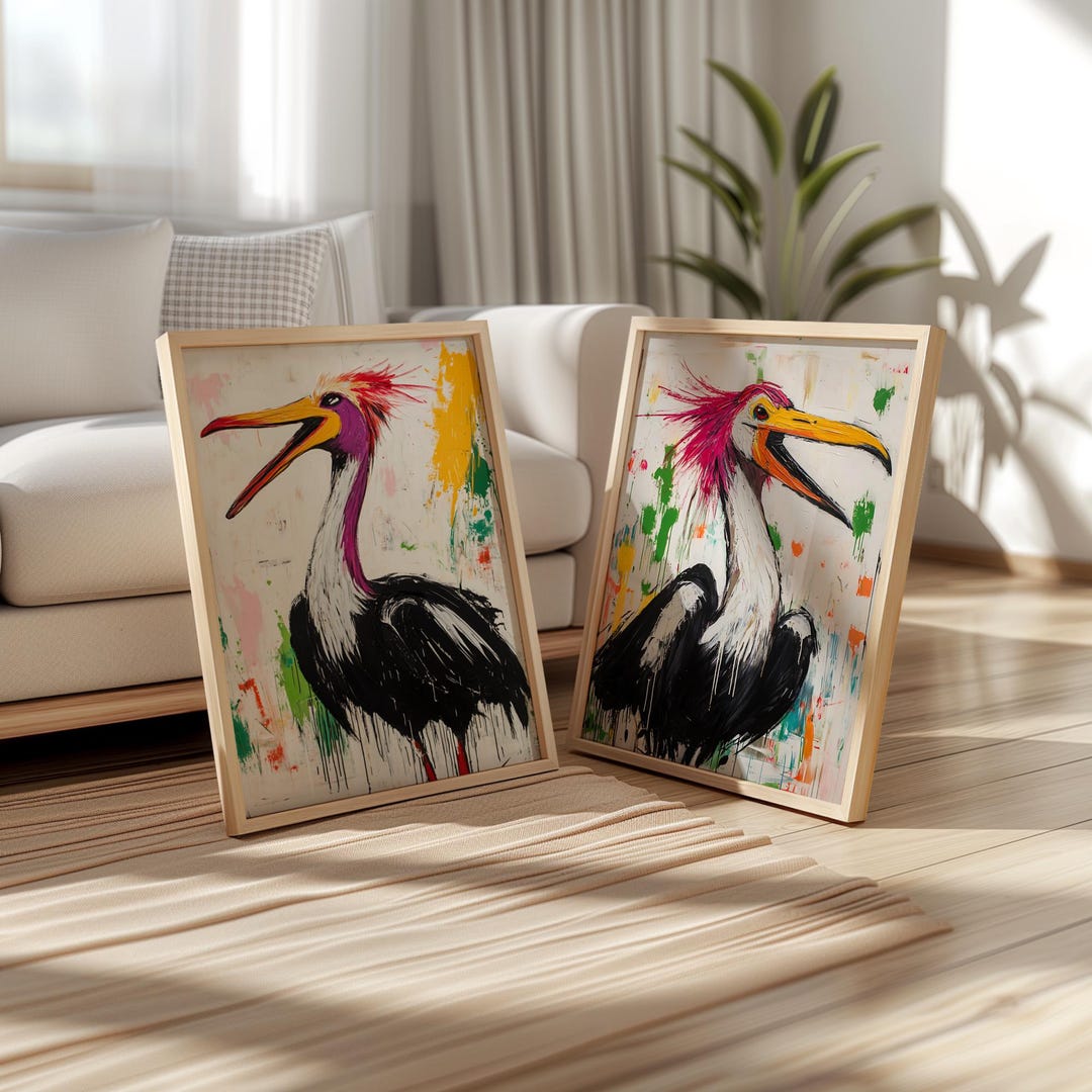 Tropical Bird Print Set: Coastal Beach House Decor (instant Download ...