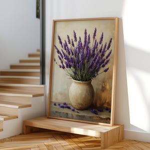 Lavender in Vase Print: French Country Farmhouse Wall Art (Digital Download)