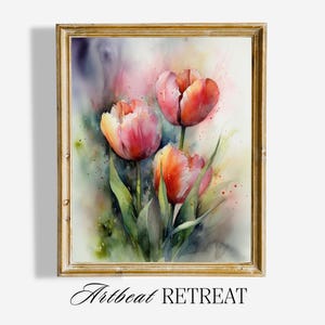 Tulip Watercolor Print: Botanical Floral Wall Art (Digital Download)