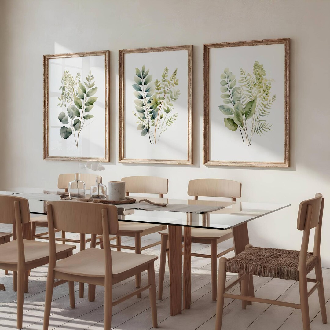 Boho Sage Green Botanical Print Set | Abstract Watercolor Wall Art ...