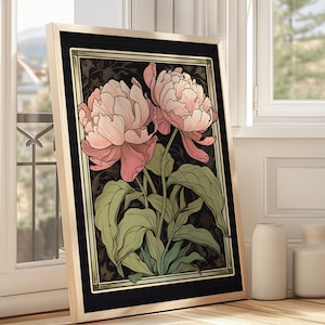 Pink Peonies Flower Print: Elegant Botanical Wall Art (Digital Download