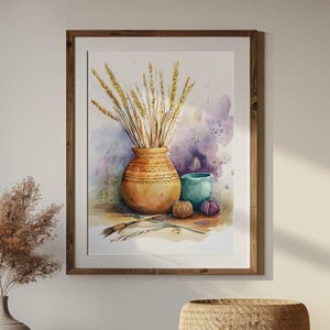 Pintura en acuarela de cerámica nativa americana: Arte tribal del suroeste (Descarga digital)