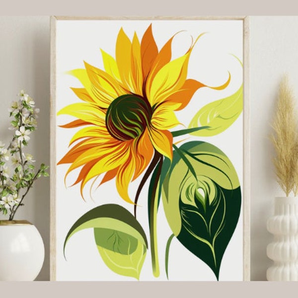 Sunflower Art PNG, SVG, JPG - Digital Art - Clipart - Instant Download - Botanical Sunflower Art - Perfect for Scrapbooking, Junk Journals