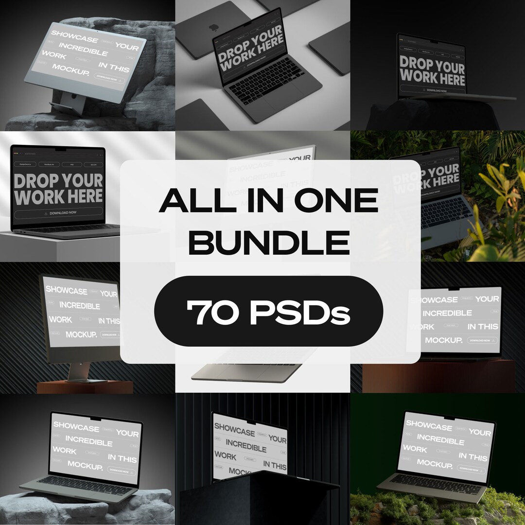 70 Premium PSD Mockups - All in One Bundle - Mockups of Macbook, Iphone ...