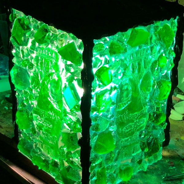 Large Green Tiki Chunk Lamp