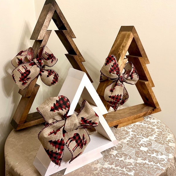 Reclaimed Wood Rustic Christmas Tree: Espresso, Golden Oak, Linen White Wooden Holiday Decor