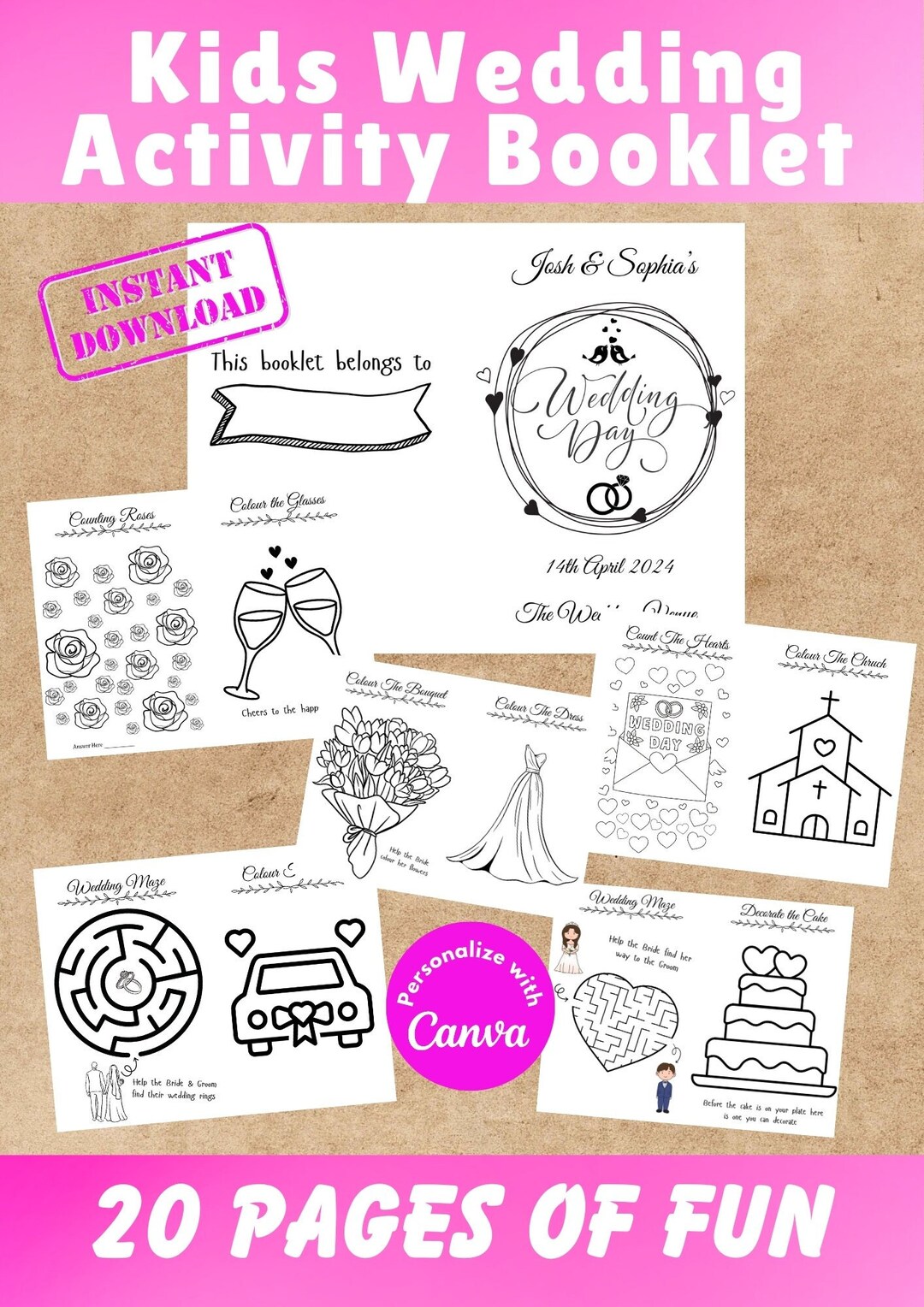 Kids Activity Booklet Wedding Instant Download Etsy Kids activity booklet wedding instant download etsy