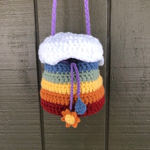 Rainbow Bucket Bag Crochet PATTERN; Rainbow Bag; Crossbody Colorful Purse image 3