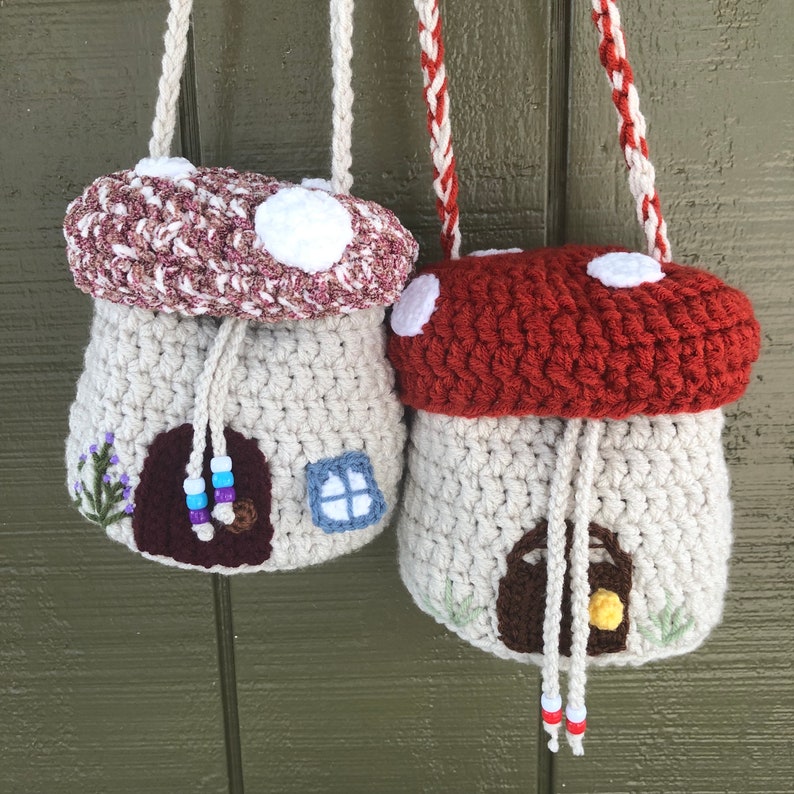 Mushroom Bucket Bag Crochet PATTERN Mushroom Bag Crossbody Cottagecore Purse image 5