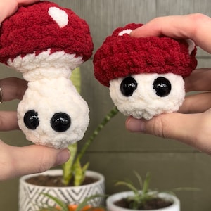 BOOPable plush mushroom keychain; fidget toy; mushroom gift, cute accessories (large)