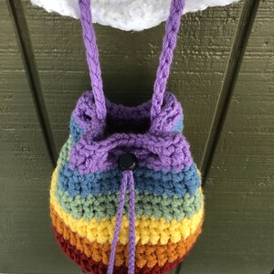 Rainbow Bucket Bag Crochet PATTERN; Rainbow Bag; Crossbody Colorful Purse image 2