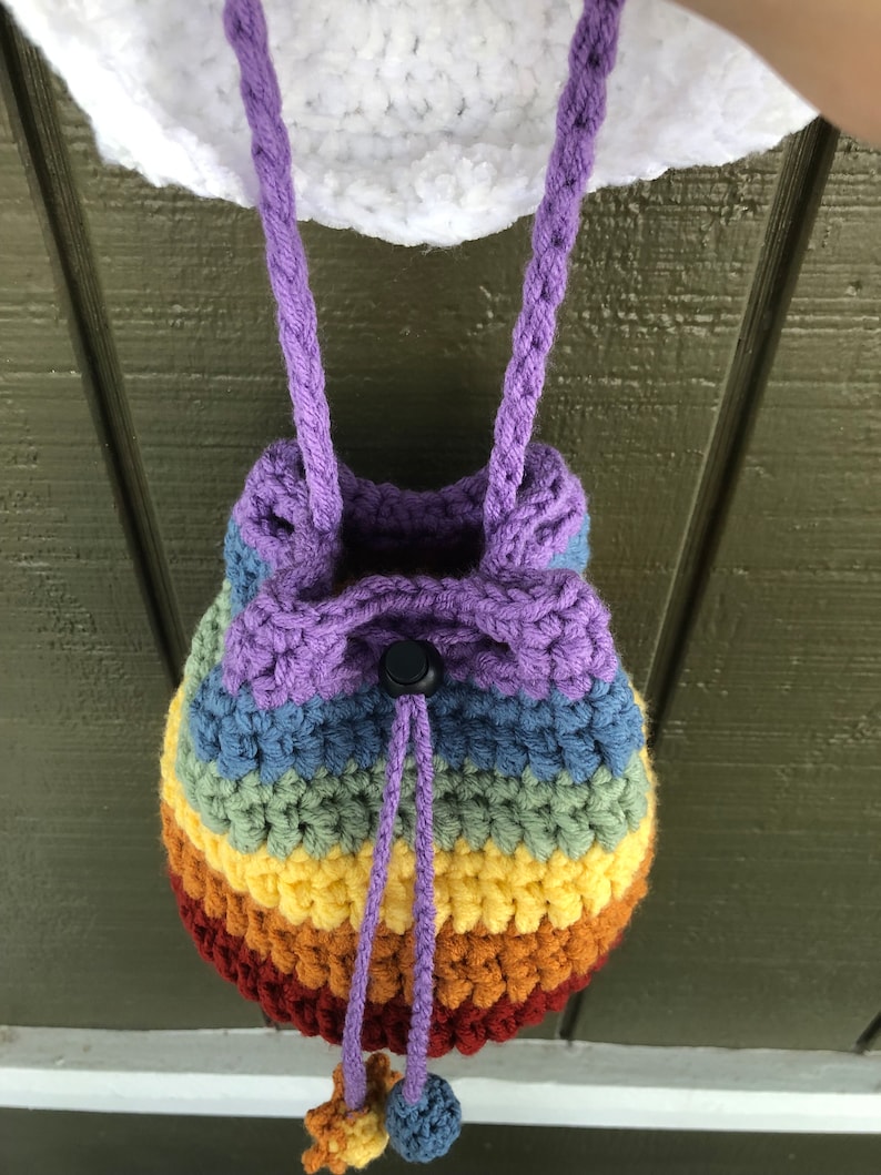 Rainbow Bucket Bag Crochet PATTERN; Rainbow Bag; Crossbody Colorful Purse image 2