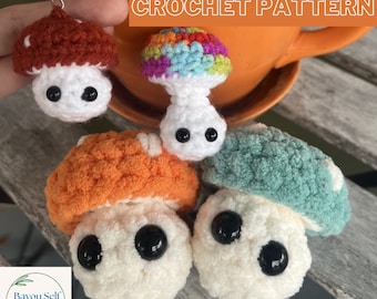 Boopable Mushroom Low Sew Crochet PATTERN; Mushroom Pop Keychain; Poppable Mushroom Fidget Toy