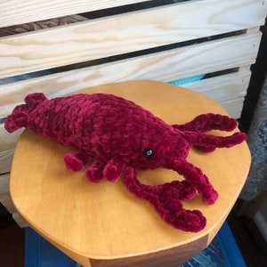 Crawfish velvet toy; lobster crochet; crawfish plushies; crawdad toy; stuffed crayfish (large)