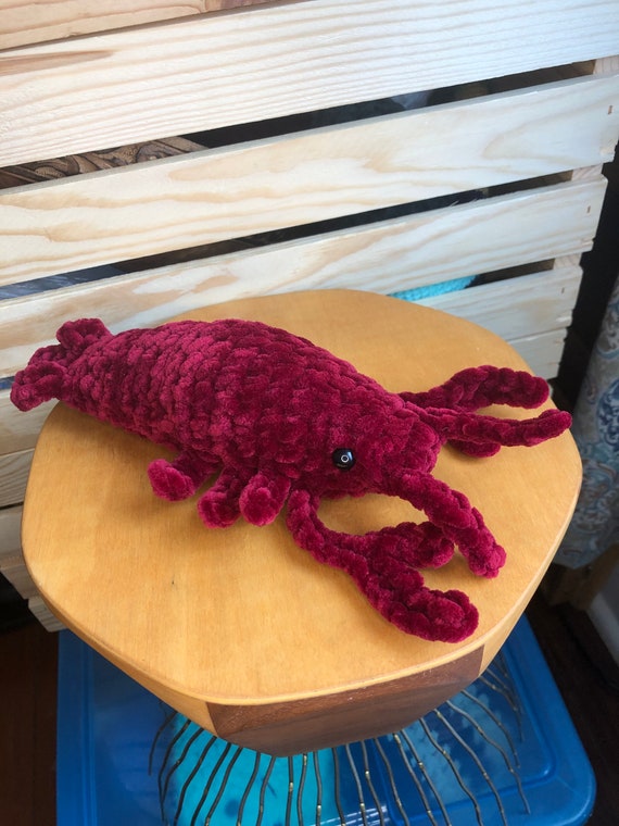 Crawfish velvet toy; lobster crochet; crawfish plushies; crawdad toy; stuffed crayfish (large)