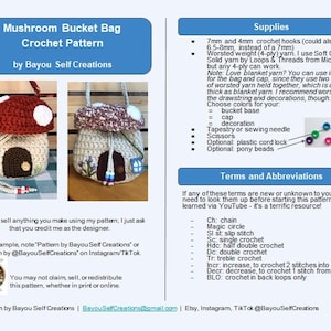 Mushroom Bucket Bag Crochet PATTERN Mushroom Bag Crossbody Cottagecore Purse image 2