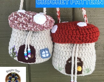 Mushroom Bucket Bag Crochet PATTERN; Mushroom Bag; Crossbody Cottagecore Purse