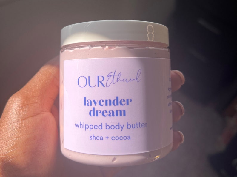 Lavender Dream Shea and Cocoa Butter Handcrafted Natural Moisturizing and Hydrating Non-Greasy Whipped Body Butter Free Shipping image 3